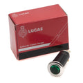 Green warning lamp 010.042 by Lucas, model SPB390, showcasing the lens and mounting details.