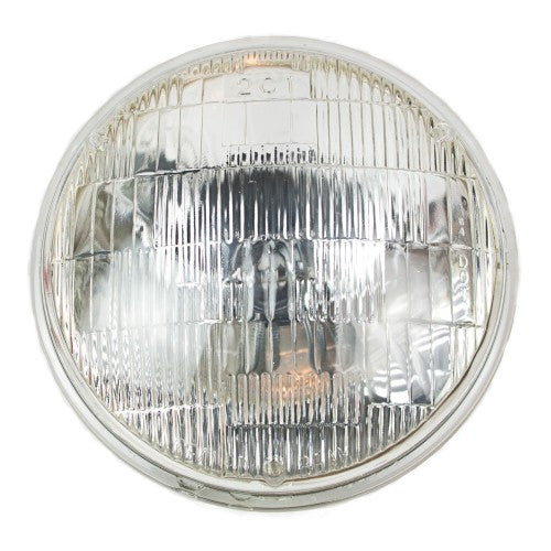 Classic and Sportscar Spares 5 3/4" sealed beam headlamp, 60/37.5W, 12V, showcasing clear lens and sturdy design.