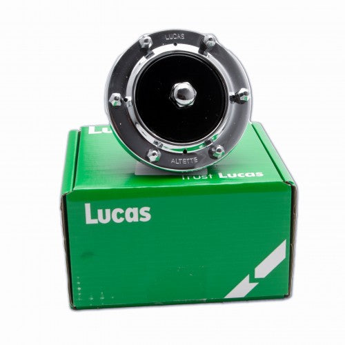 Classic and Sportscar Spares 080.237/6V Lucas Altette horn in 6V, featuring a sleek design and vintage styling.