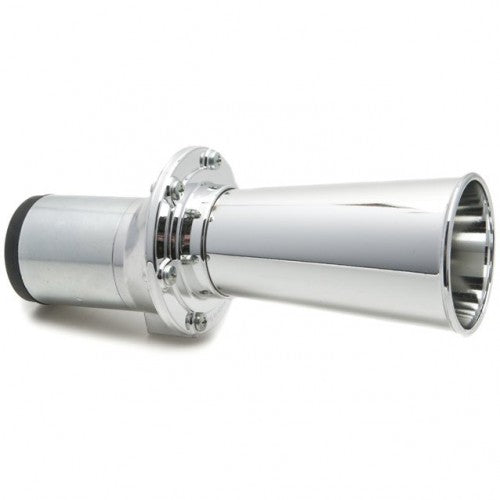 Klaxon style horn from Classic and Sportscar Spares, featuring a vintage design and classic red and chrome finish.