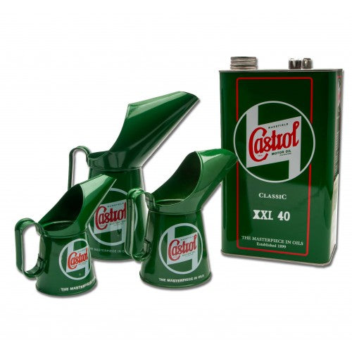 Castrol Classic pourer set featuring XXL40 bottle and accessories in a clear, detailed arrangement on a neutral background.