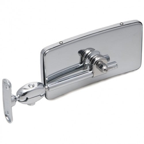 Vintage rectangular mirror with A post fitting from Classic and Sportscar Spares, showcasing sleek design and clear reflection.