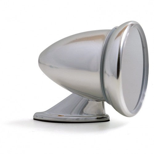 Aluminium bullet style convex exterior mirror by Classic and Sportscar Spares, showcasing sleek design and reflective surface.