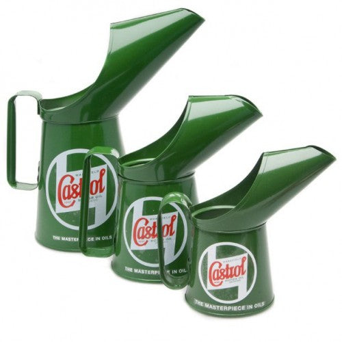 Set of 3 Castrol Classic Oil Pourers in vibrant colors with ergonomic design for easy pouring and control.