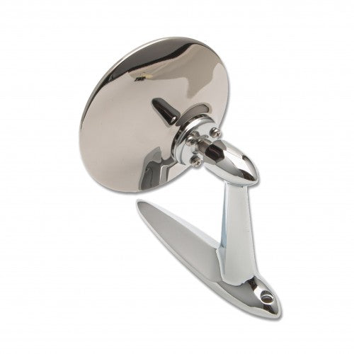 Classic and Sportscar Spares adjustable exterior mirror with American style head, showcasing sleek design and functionality.