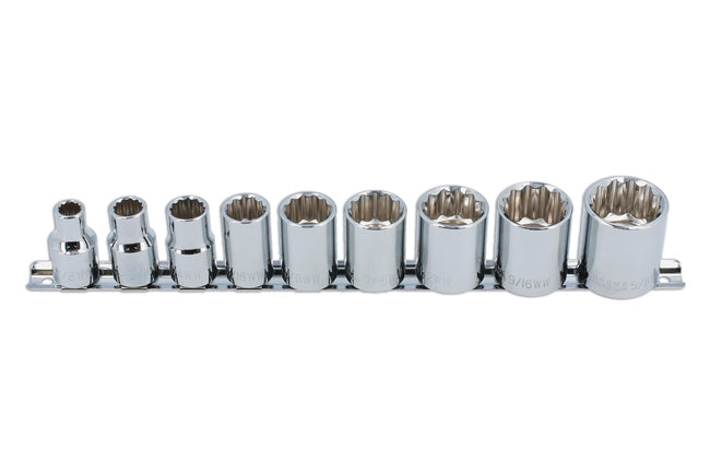 2919 WHITWORTH SOCKET SET 1/2" DRIVE  (9 PIECES)