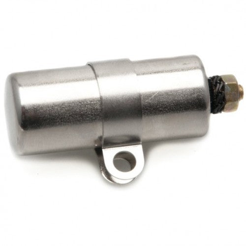 Early Jaguar threaded post condenser 2928 from Classic and Sportscar Spares, showcasing its detailed design and construction.