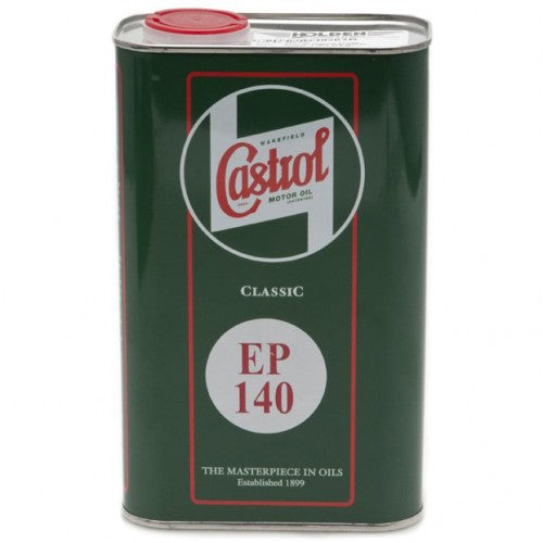 Castrol Classic Gear Oil EP140 in a 1-litre bottle, with a vintage design and clear labeling for car maintenance.