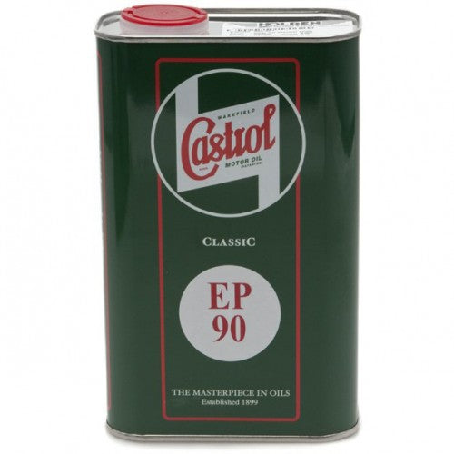 Castrol Classic Gear Oil EP90 in a 1L bottle with a clear label showcasing its vintage design and brand details.