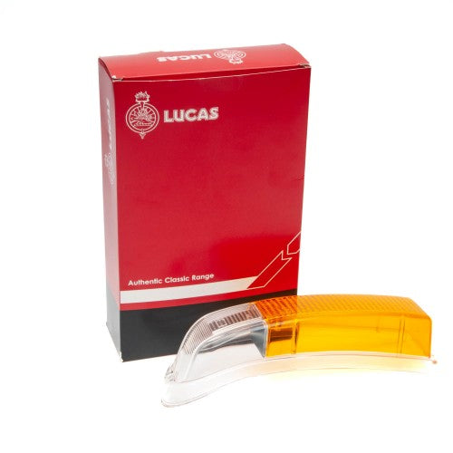 JS742 indicator lens for front right-hand side of XJ Series 2, showcasing clear plastic and precision fit design.