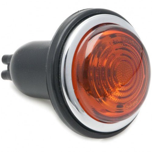 Double contact amber lens L488/C Lucas type side/flasher lamp by Classic and Sportscar Spares on a white background.