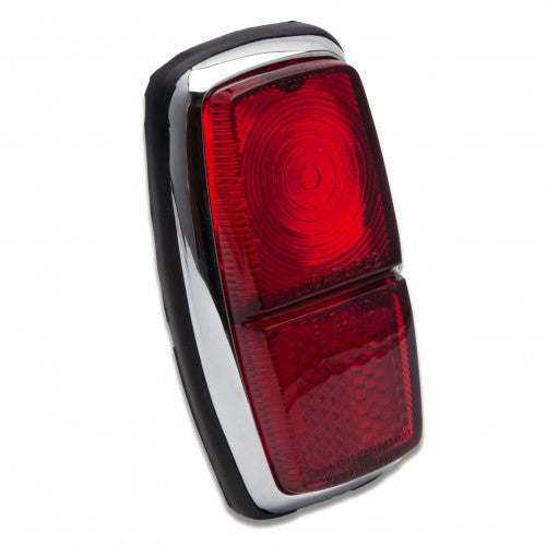 Classic and Sportscar Spares L542 Lucas type rear lamp with a clear lens and chrome detailing on a white background.