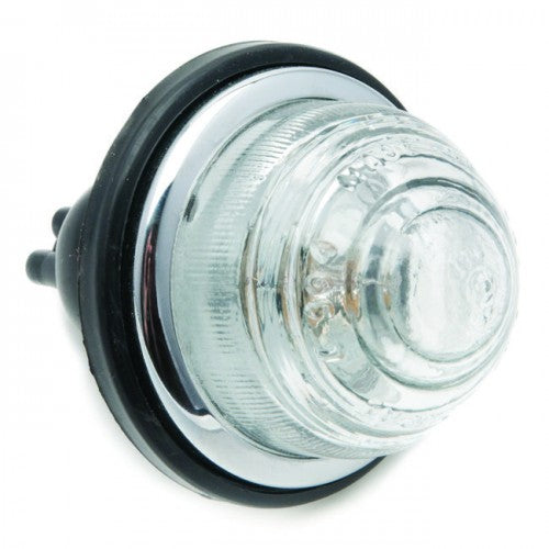 Clear single contact sidelamp L594/A by Classic and Sportscar Spares, showcasing its detailed design and lens clarity.