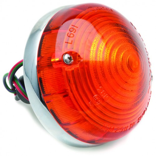 Double contact amber L691/2E Lucas type side/flasher lamp from Classic and Sportscar Spares, showing lens and base design.
