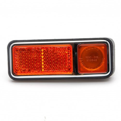Left hand front side marker L841/LHF by Classic and Sportscar Spares, showcasing a clear lens and mounting bracket.