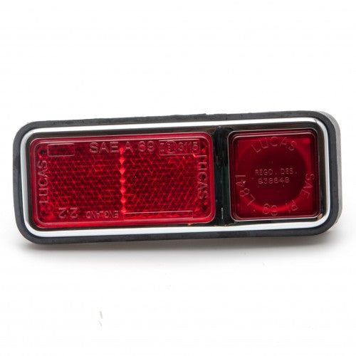 L841/RHR Lucas right hand rear side marker light for classic and sports cars, showcasing clear lens and mounting design.