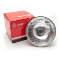 Classic and Sportscar Spares LUB365 headlamp with sidelights, showing a 7-inch right-hand drive design.