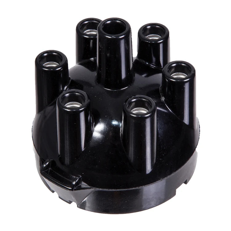 JLM9524 distributor cap for Jaguar XJ6 S1/S2 with push-in leads, showcasing its design and connection points.