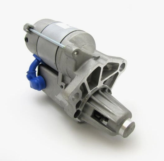 Aston Martin V8 RAC419 starter motor from Classic and Sportscar Spares, showcasing its compact design and connectors.