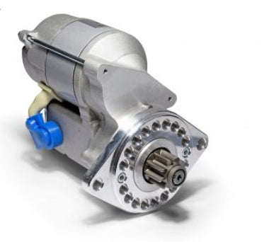RAC418 starter motor for Lotus Cortina and Morgan, featuring a 110-tooth ring gear, displayed on a neutral background.