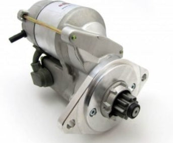 RAC415 starter motor for Lotus Esprit, Excel, Elite, Eclat, and Sunbeam, showcasing its compact design and connectors.