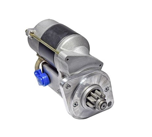 RAC305 starter motor for Jaguar 4.2 with bellhousing and 3.8 flywheel, featuring detailed metal components.