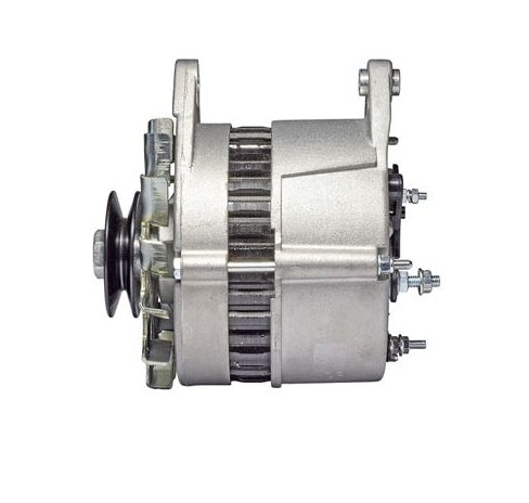 RAC058 Lucas style A127 alternator, 70 amp, left-hand side, showcasing detailed design and mounting points.