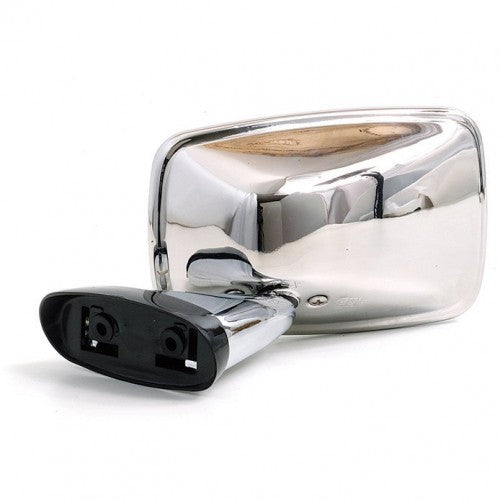Left-hand exterior mirror for Jaguar, Triumph, MG by Classic and Sportscar Spares, featuring classic design and chrome finish.