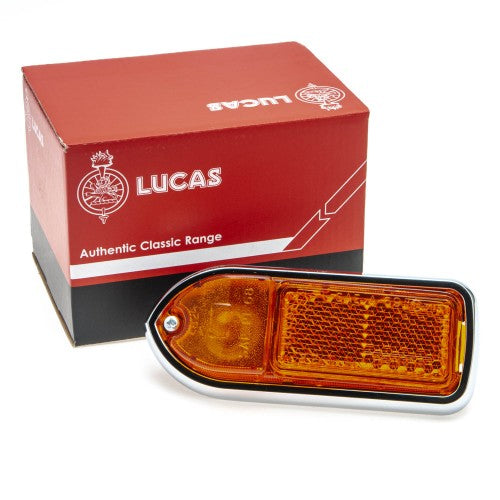 Front left sidemarker lamp for MGB and TVR, model L824/54921, showing clear lens and mounting details.